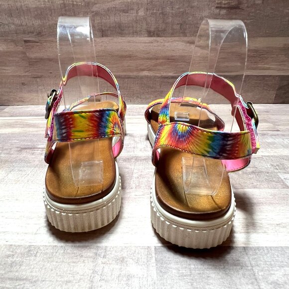 Tie-Dye Womens Platform Sandals Size 5 By MIA With Adjustable Strap & White Sole - Picture 3 of 9